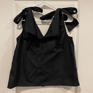 Black linen bow tie tank